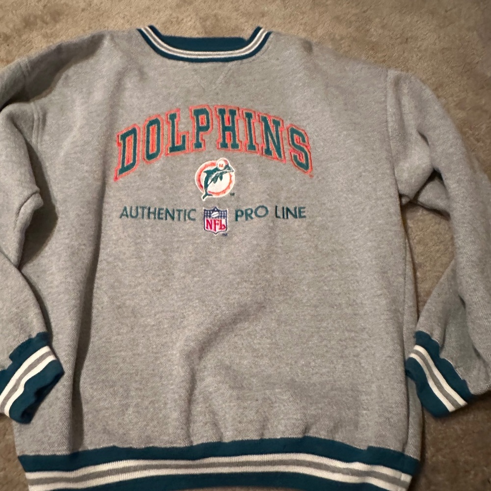 VINTAGE Miami Dolphins Pro Line Crewneck Sweatshirt Gray Men’s Size L